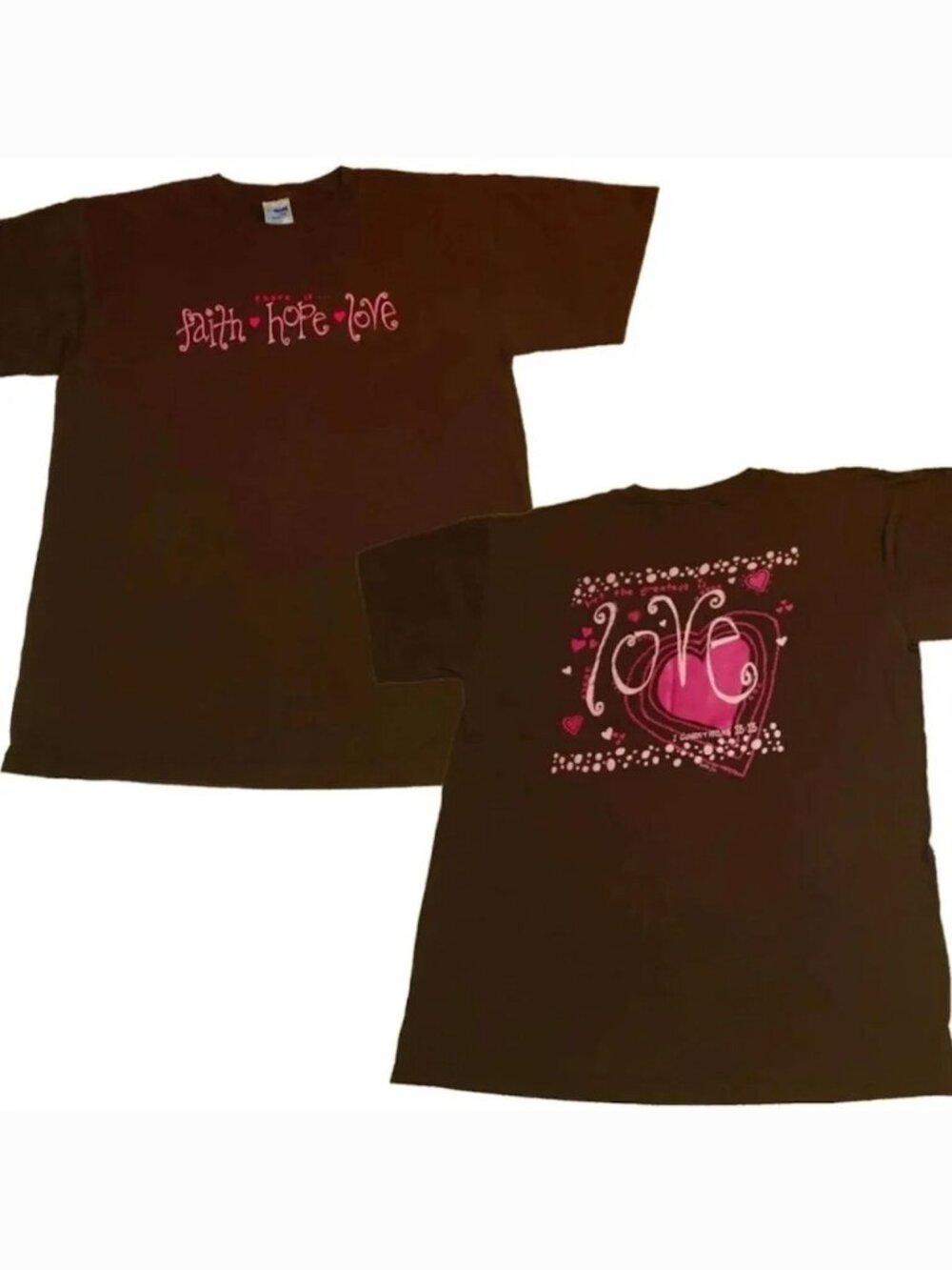 Religious Christian T shirt Classic Short Sleeve Tee Faith Hope Love Hearts